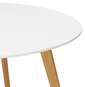 Table / table de réunion scandinave ronde 'Solnä' plateau bois blanc 4 pieds bois – Ø 120 cm