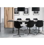 Table / table de réunion extensible 'Rym' plateau bois noir 4 pieds métal noir - 170(270) x 100 cm