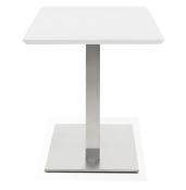 Table salle à manger 'Tvillin Small' blanche bois pied central acier brossé - 150 x 70 cm