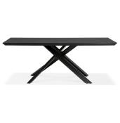 Table de salle à manger design 'Tepee Wood' plateau bois noir pieds en métal noir - 200 x 100 cm