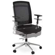 Fauteuil de bureau design à roulettes dossier haut 'FOLLOW' tissu noir et maillé pieds chromés