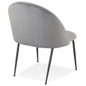 Fauteuil design 'ART' en velours gris clair avec 4 pieds en métal noir