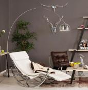 Lampadaire design 'Arc XXL' abat-jour et structure en acier brossé socle en marbre