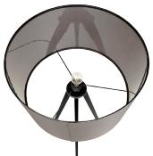 Lampadaire trépied scandinave 'Stätiv' abat-jour en tissu gris 3 pieds en métal noir