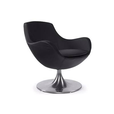 Fauteuil moderne 'Empirio' pivotant noir pied central en aluminium brossé