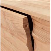 Meuble TV design 'EXPLOR' en bois d'Acacia naturel 3 portes avec pieds en métal thermolaqué noir