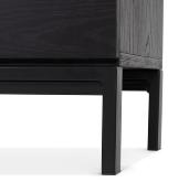 Meuble TV design 'SEANCE' en bois noir 2 portes et 1 tiroir avec pieds en métal thermolaqué noir