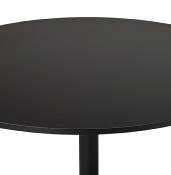Table / table salle de réunion ronde 'Kaza' plateau en bois noir et pied central en métal noir – Ø 120 cm