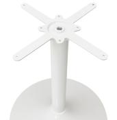 Table / table salle de réunion ronde 'Kaza' plateau en bois blanc et pied central en métal blanc – Ø 120 cm