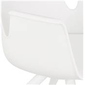 Petite chaise de bureau à accoudoirs design à roulettes 'KOOL' blanche avec pieds en métal blanc