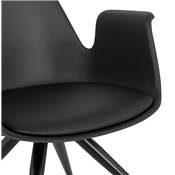 Petite chaise de bureau à accoudoirs design à roulettes 'KOOL' noire avec pieds en métal noir
