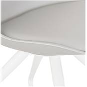 Petite chaise de bureau design à roulettes dossier bas 'SIMPLE' grise avec pieds en métal blanc