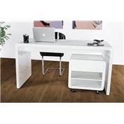 Bureau droit design 'Prestige' en bois laqué blanc – 150 x 70 cm