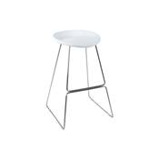 Tabouret de bar design 'Comète' blanc avec pieds tréteaux en métal chromé