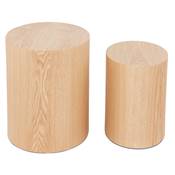Set de 2 Tables d'appoint guéridons design ovales 'DUO' en bois finition naturelle