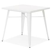 Table de salle à manger carré style industriel 'ALBANE' plateau et pieds en métal blanc - 76 x 76 cm