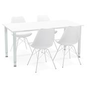 Table / bureau droit design 'VANIA' en bois blanc pied central en métal blanc – 160 x 80 cm