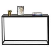 Table console style industriel rectangulaire 'HIGH FYRKANT" bois noir pieds métal noir - 120 x 35 cm