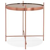 Table d'appoint guéridon pliable 'SMALL ELEMENTO' plateau miroir 4 pieds en métal cuivré - Ø 40 cm