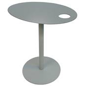 Table d'appoint guéridon design ovale 'DRINK' tablette et pied central en métal gris - 42 x 31 cm