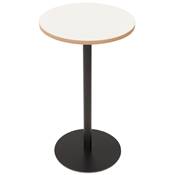 Table de bar Mange-debout design 'RULLA' en bois blanc avec pied central en métal noir - Ø 60 cm