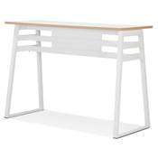 Table de bar Mange-debout design 'BARAS' en bois blanc pied en métal blanc - 150 x 60 cm