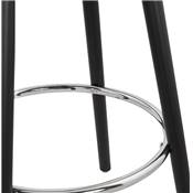 Table de bar haute design ronde 'BLACK ASTER' en bois noir avec 4 pieds en bois noir et métal chromé