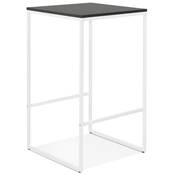 Table bar haute style industriel carré 'BISTRO' bois noir 4 pieds métal blanc idéal proffesionnels