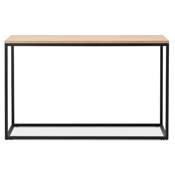 Table console style industriel rectangulaire 'HIGH FYRKANT" bois pieds métal noir - 120 x 35 cm