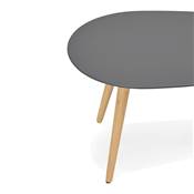 Tables basses scandinaves gigognes ovales 'Sisko' plateau bois gris 3 pieds en bois – 116 x 66 cm