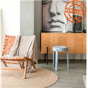 Tabouret bas design de style moderne empilable 'FIORI' en resine noire