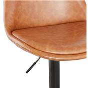 Tabouret de bar réglable design 'BAROK' pivotant marron pied repose pieds en métal noir dossier haut