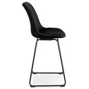 Tabouret de snack mi-hauteur 'GUSTO MINI' velours noir pieds tréteaux en métal noir dossier haut