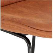 Tabouret de snack mi-hauteur 'GUSTO MINI' microfibre marron pieds tréteaux métal noir dossier haut