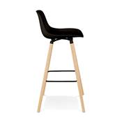 Tabouret de snack mi-hauteur scandinave 'NORSKI MINI' noir 4 pieds bois et métal noir dossier haut