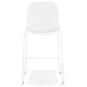 Tabouret de snack mi-hauteur empilable 'GREAT MINI' blanc pieds tréteaux métal blanc dossier haut