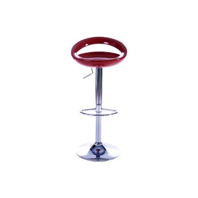 Tabouret de bar réglable design 'Romeo' pivotant rouge avec pied central en métal chromé