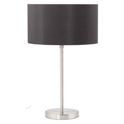 Lampe à poser design 'Okno' abat-jour cylindrique noir socle en métal brossé réglable