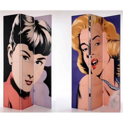 Paravent pop art 'Diva' Audrey Hepburn et Marilyn Monroe