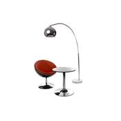 Fauteuil design boule SPHERE pivotant rouge et noir pied chromé