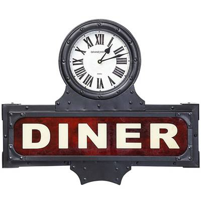 Horloge murale lumineuse 'Diner Time' noire et rouge