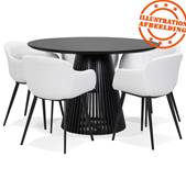 Chaise design lounge à accoudoirs 'NICE' en tissu bouclé blanc avec 4 pieds en métal noir