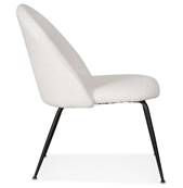 Fauteuil design 'ART' en tissu bouclé blanc avec 4 pieds en métal noir