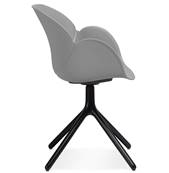 Chaise design à accoudoirs 'TUNED' grise avec 4 pieds en métal noir