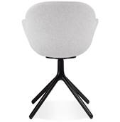 Chaise design à accoudoirs rembourée 'TUNED' en tissu gris clair avec 4 pieds en métal noir