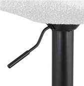 Tabouret de bar réglable design 'BAROK' pivotant en tissu bouclé blanc pied et repose pieds en métal noir dossier haut