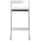 Tabouret de snack mi-hauteur empilable carré 'Iron Mini' blanc pieds en métal brossé dossier bas