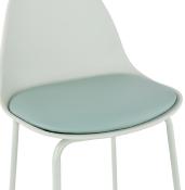 Tabouret de bar moderne 'Tekno' vert clair avec 4 pieds en métal vert et dossier haut