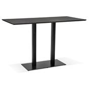 Table de bar haute design 'Tvillin Black XL' bois noir double pied central métal noir – 180 x 90 cm