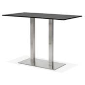 Table de bar Mange-debout 'Tvillin BAR' bois blanc double pied central métal brossé - 160 x 80 cm